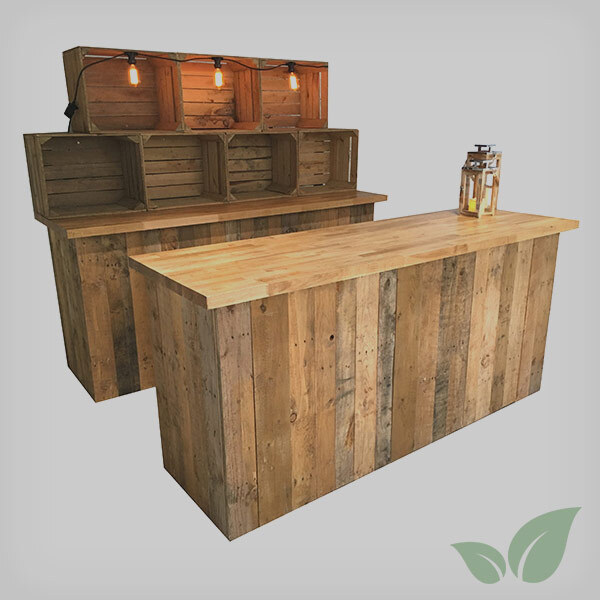 Rustic Wooden Bar Unit (2m wide)